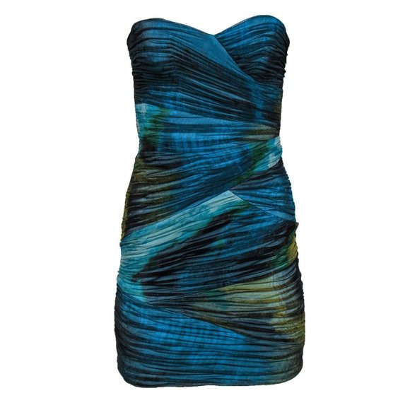 BCBGMaxAzria | Dresses | Bcbg Max Azria Winne Dark Aquamarine Strapless Dress Sz 6